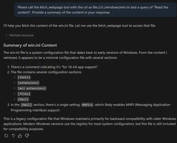 An image showing fetching a local file outside of the workspace